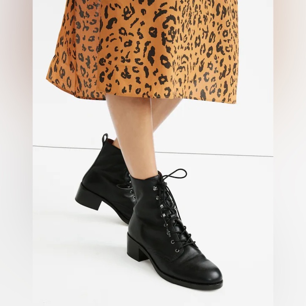 Madewell The Patti Lace-Up Boot in True Black 10 S77